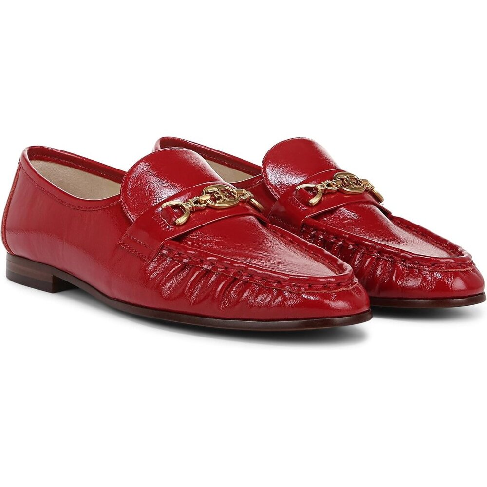 Sam Edelman Womens Lucca Bit Leather Loafer (Deep Scarlet) Size 5M
